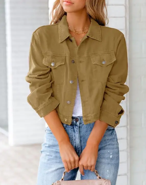 

2025 Women's Spring and Summer New Denim Jacket, Long Sleeved Top