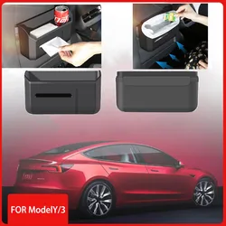 para Tesla Model 3 Y, caja de almacenamiento para asiento trasero, portavasos de agua, caja de pañuelos, almacenamiento de basura