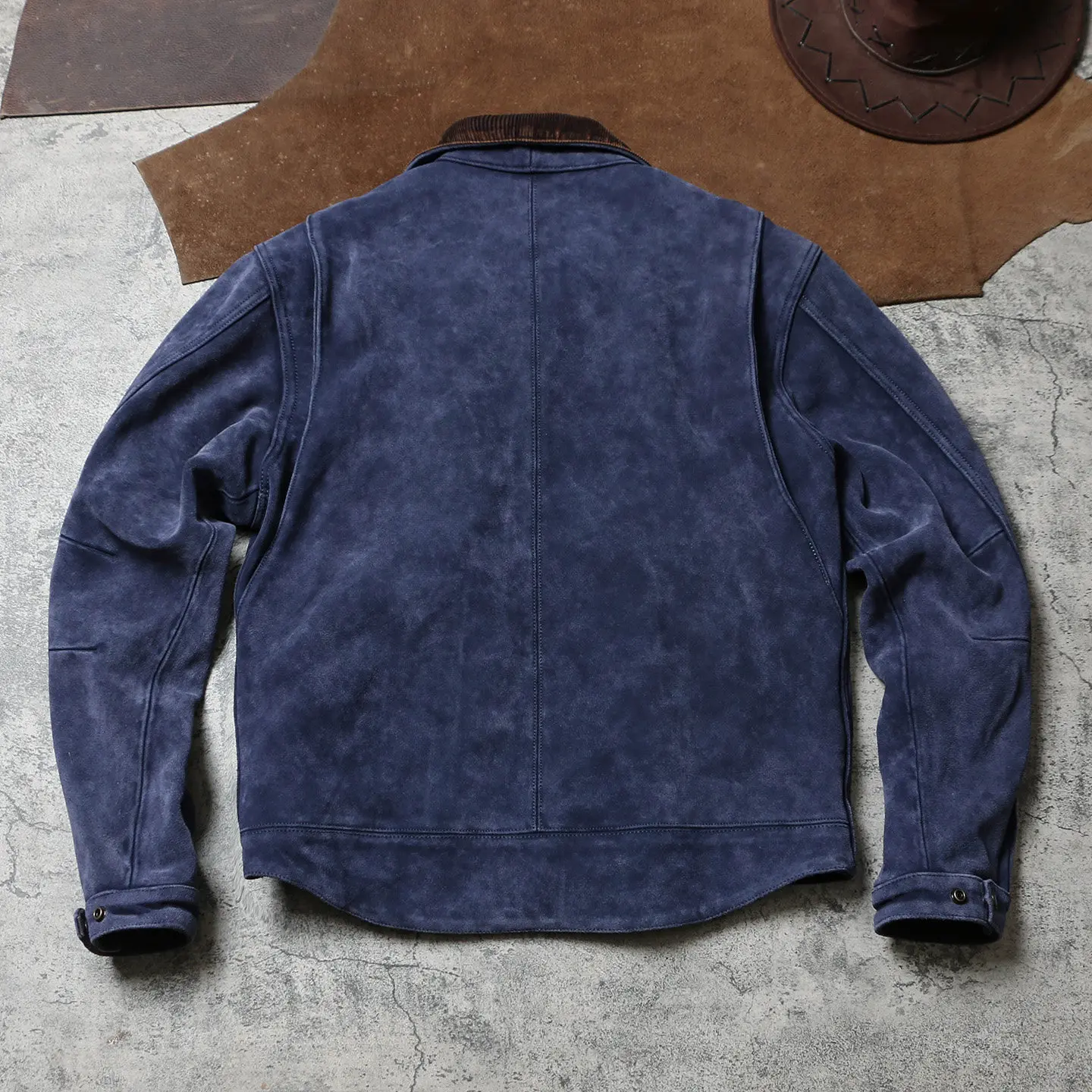 Men's Retro Detroit Lapel Genuine Leather Jacket, Distressed Design, Yellowstone Style Loose Reverse Suede Cowhide Outerwear