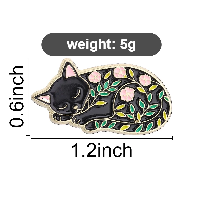 Glücksausschmung Katzen-Kollektion: Emaille-Pins, Anime-Katzenmädchen, Zaubertrank, Schwarze Katze, Elfenkatze & Blumen-Broschen, Rucksack- und Revers-Pins – Detail 32