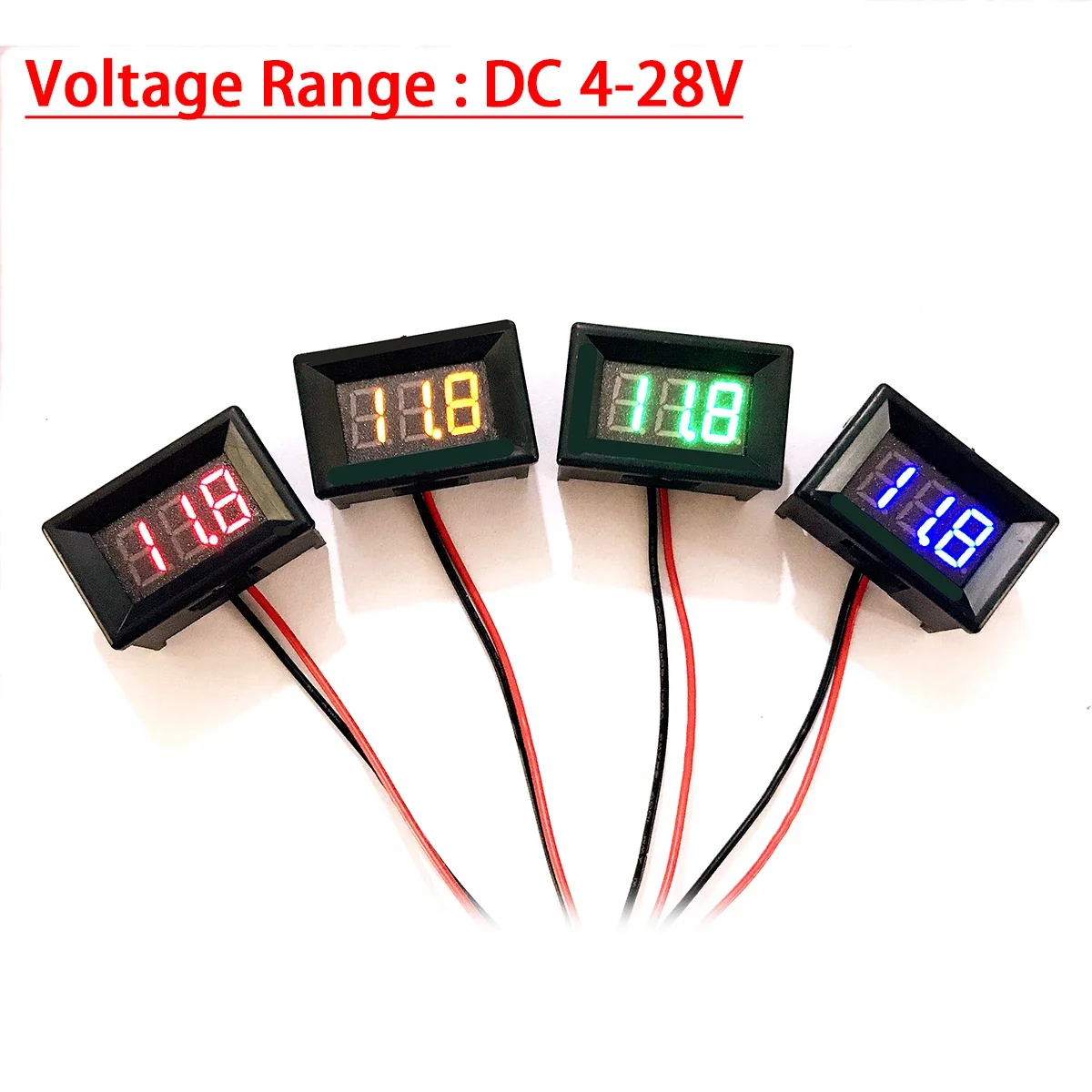 2IN1 Digital Voltmeter Thermometer -20C TO +100C LED Display Temperature Meter Voltage Temp Sensor 5v 12V 24v Car Water Air