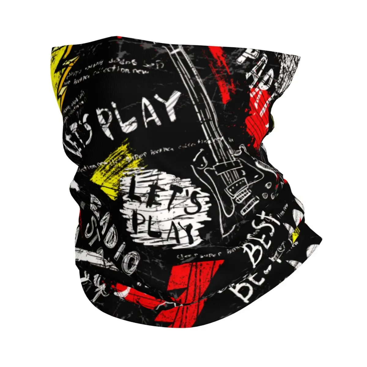 Guitar Headphones Spray Paint Words Rock Star Bandana Neck Cover Motorcycle Club Graffiti Art Pattern Face Mask Balaclava Riding