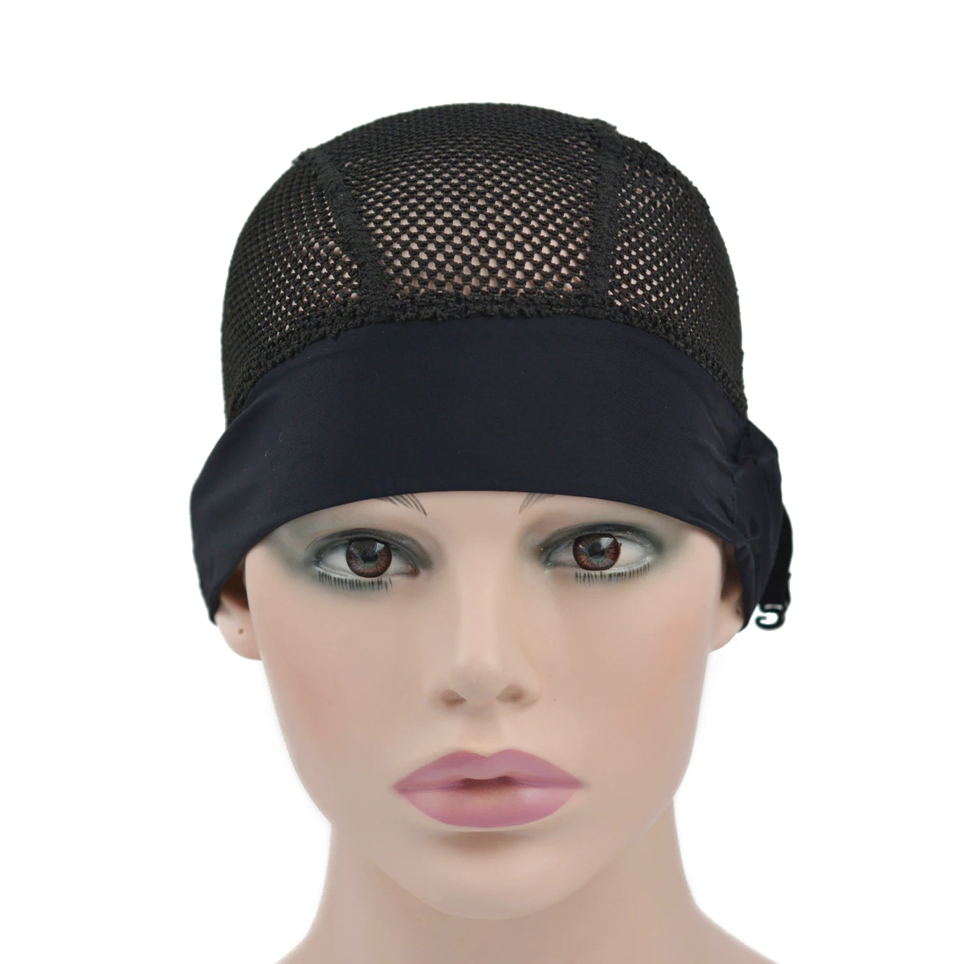 1Pc Mesh Dome Wig Caps Black Big Holes Hair Nets Headband Wig Cap with Adjustable Straps on Back for Making Wigs