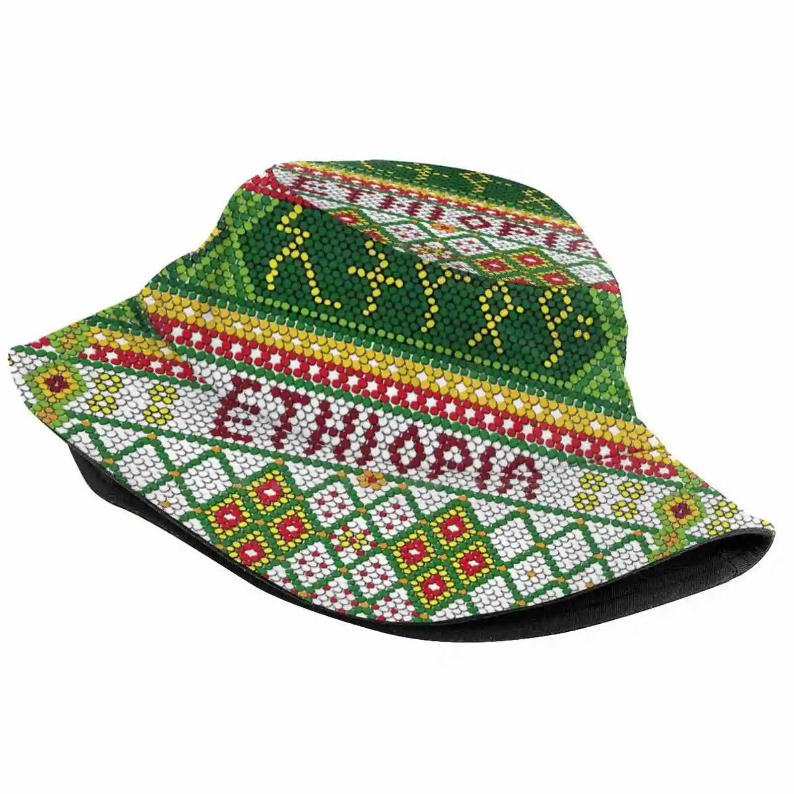 Green Yellow And Red Chelie Sun Cap Fisherman Hat Bucket Hats Ethiopian Flag Green Yellow And Red Perfect For Ethiopians Africa