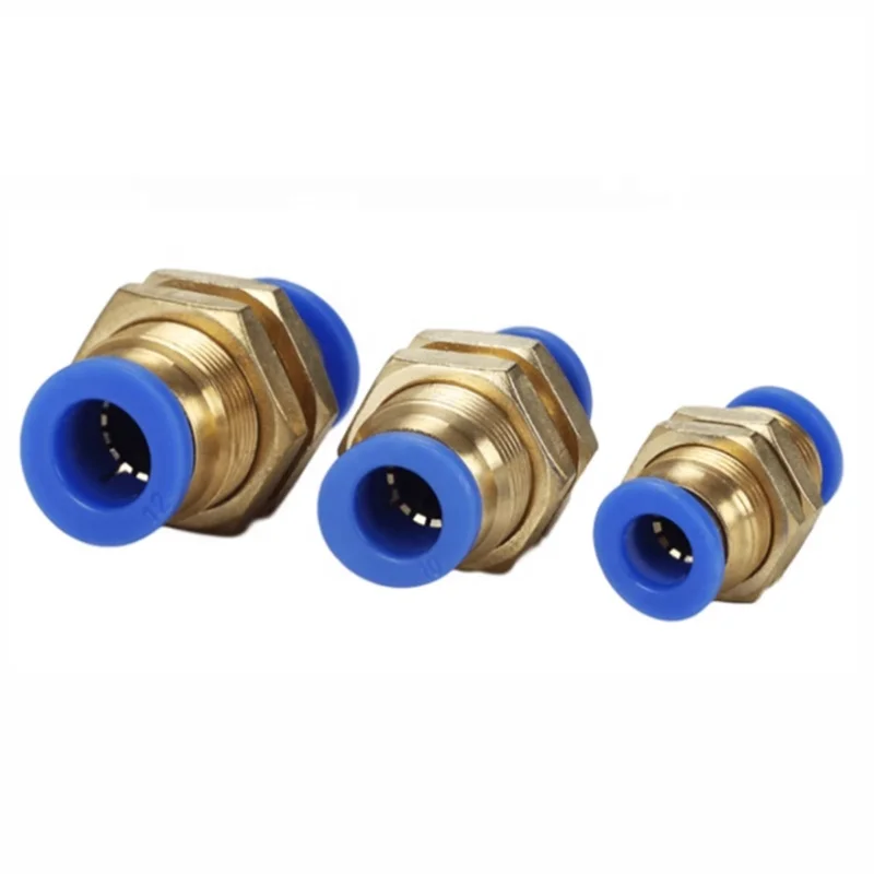 PU Hose Trachea Quick-plug Pneumatic Fittings Through the Plate Partition Straight-through Connector PM 4/6/8/10/12/14/16mm