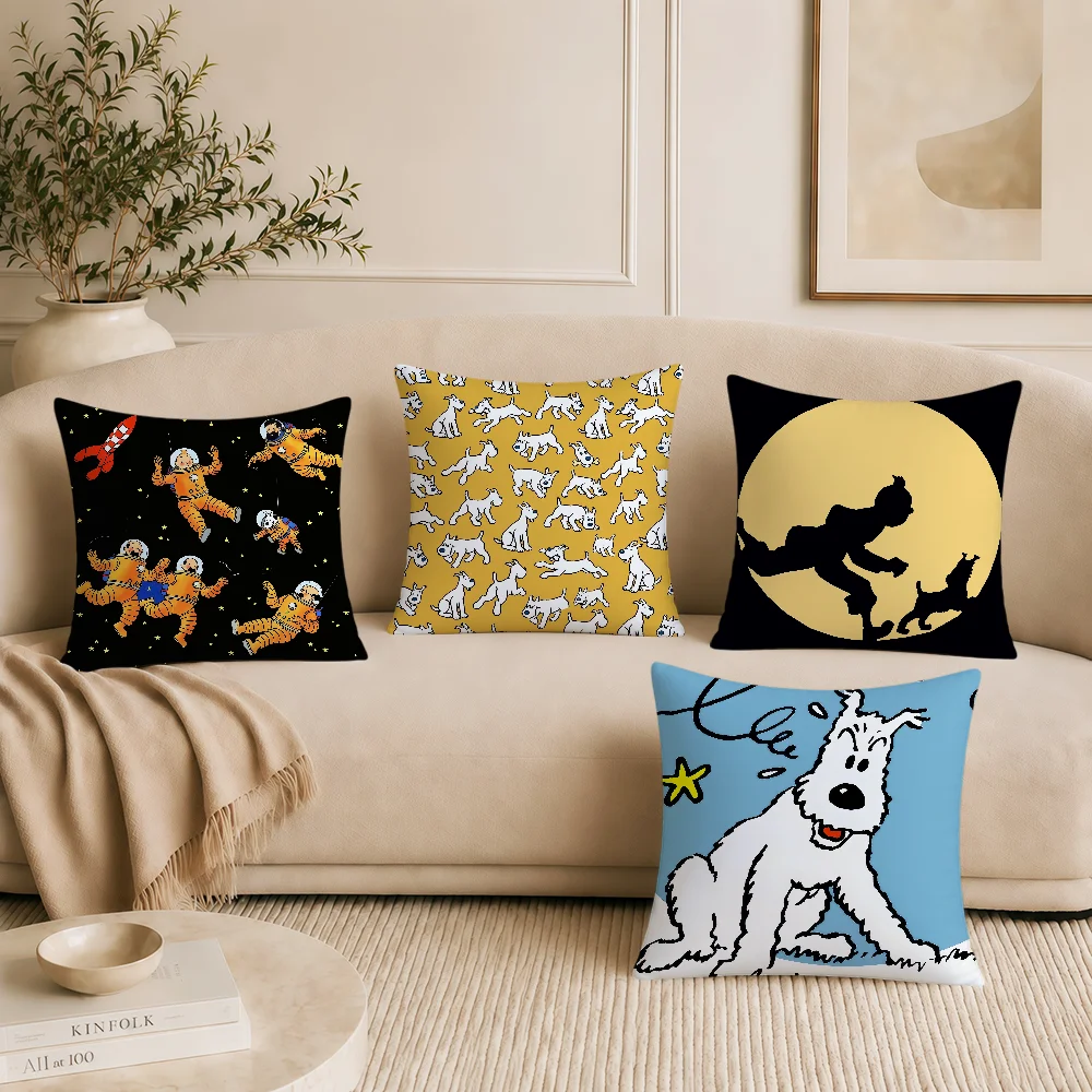 art dog comic soft pillowcase cute t-t-T-Tin-tinES-S-S fun Sofa Home S-S-SnowyS Living Room Decor bed hogar pillowcover gift