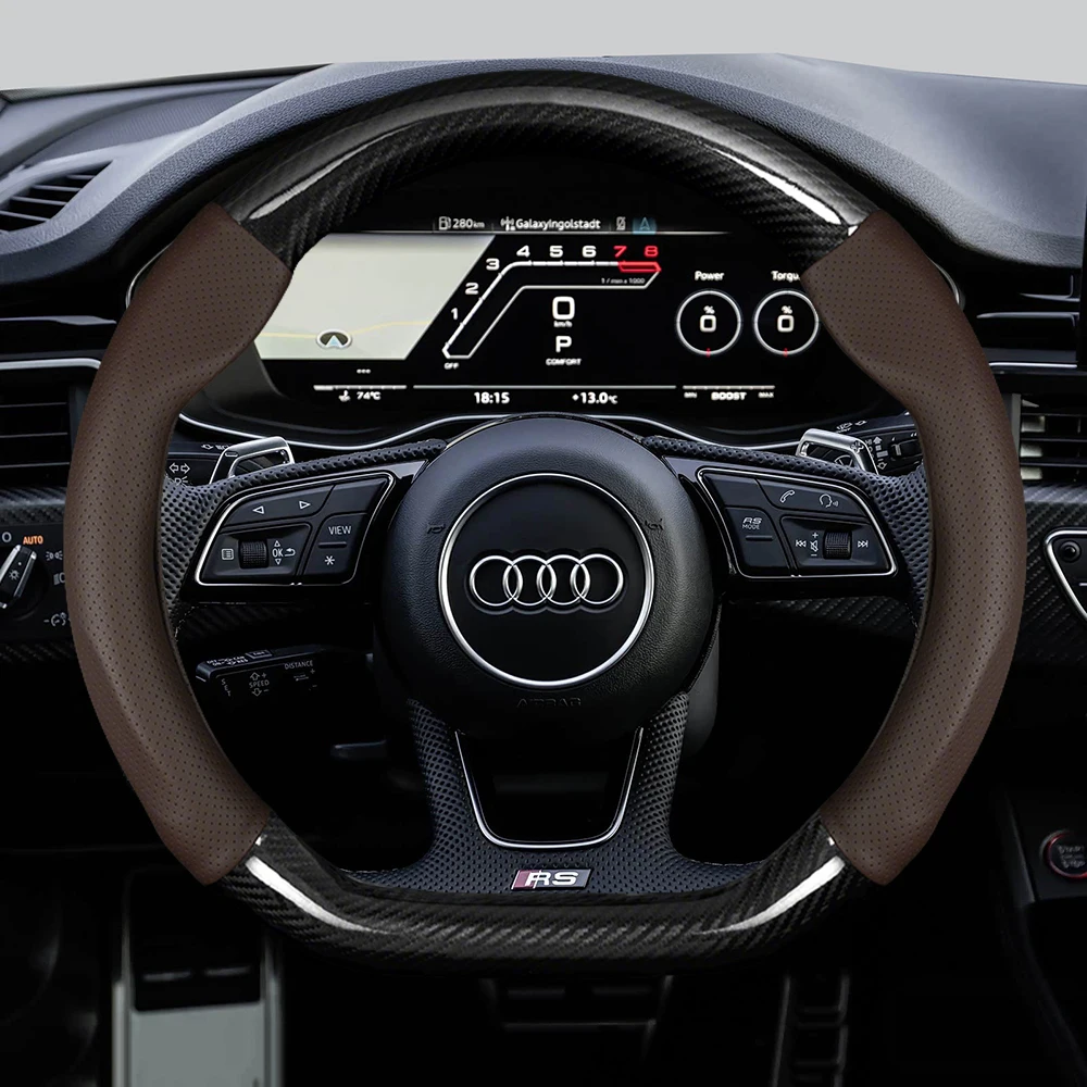 

Car Carbon fiber Leather Steering Wheel Cover for Audi Sline RS RS5 RS7 S3 S5 8V B8 8P 8V C7 R8 SQ5 SQ7 A3 A4 A5 A6 A8 Q5 Q7 TT