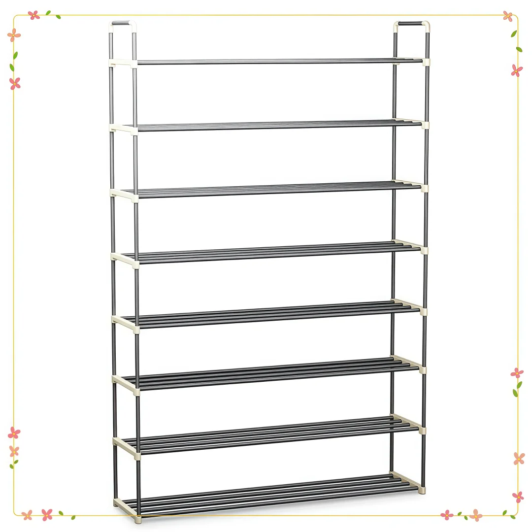 ชั้นวางรองเท้า 8 ชั้น จุรองเท้าได้ 40 คู่ ประหยัดพื้นที่สำหรับเก็บรองเท้าผ้าใบ/รองเท้าส้นสูง/รองเท้าบูท (สีเทา)