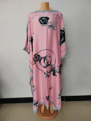Africa Fashion Blogger Recommend Popular printed Silk Kaftan Maxi dresses Loose Summer Beach Bohemian kaftan long dress for lady