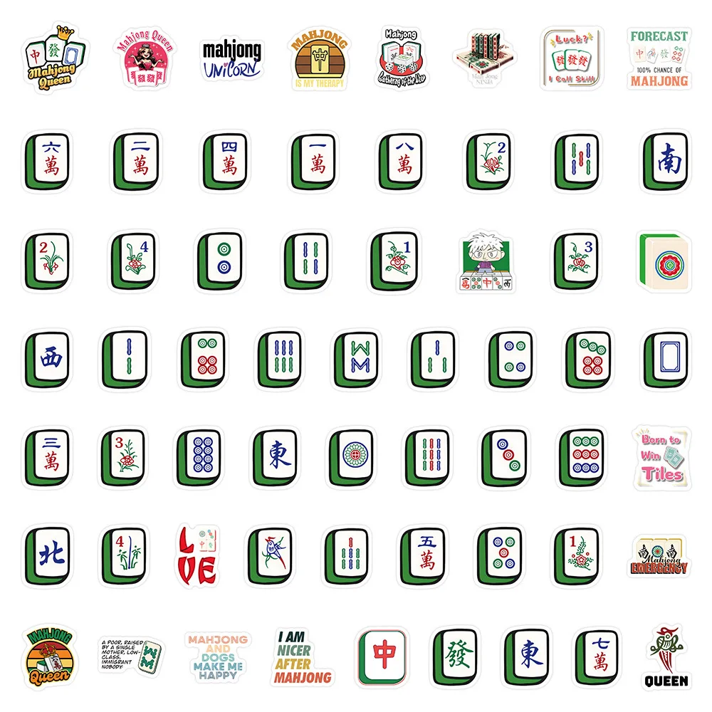 10/30/60PCS Personalized Creative Cartoon Mahjong Doodle Decorative Stickers Decals Toys for Scrapbook Skateboard Refrigerator