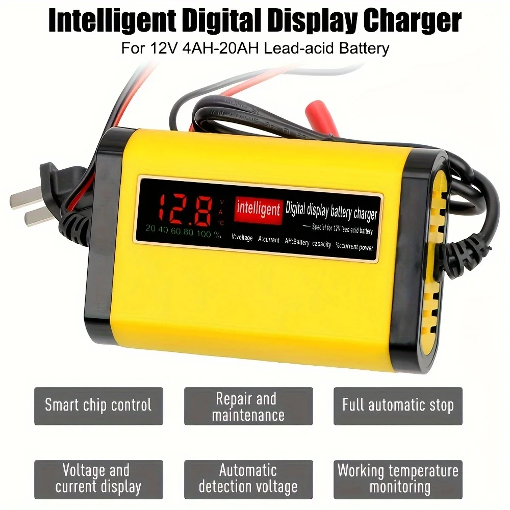 شاحن بطارية السيارة الأوتوماتيكي - شحن سريع ذكي من حمض الرصاص AGM GEL ثلاثي المراحل #4