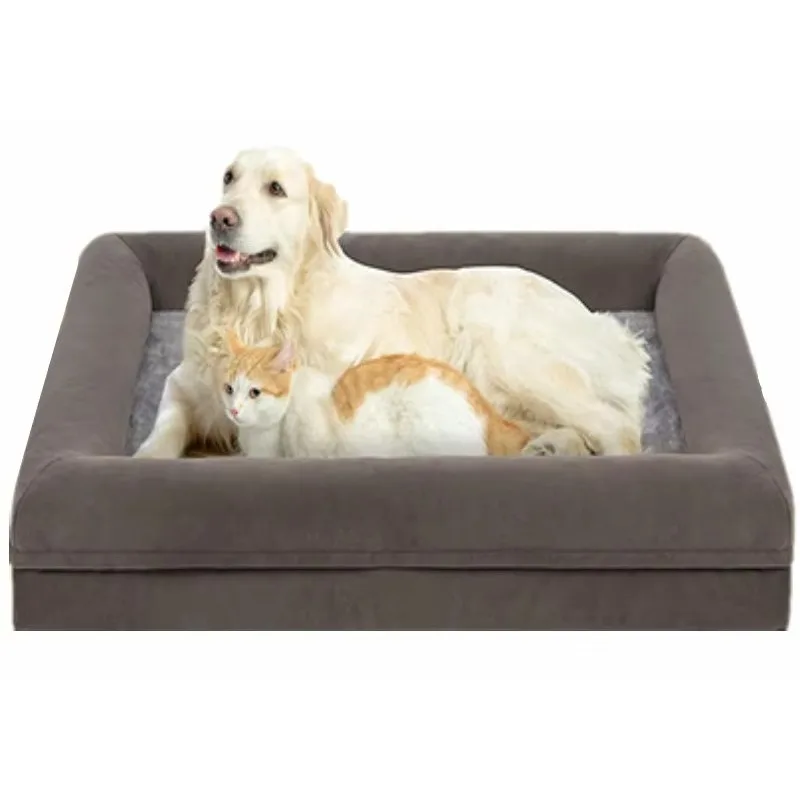 OEM Winter Warm Thickened Dog Kennel Square Pet Bed with Plush Velvet and Sustainable Solid Pattern for Big Dogs Pet Supplies