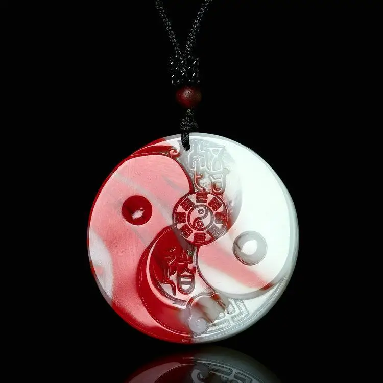 Xinjiang Hetian Jade Gobi Chicken Blood Jade Taiji Bagua Pendant Pendant for Men and Women