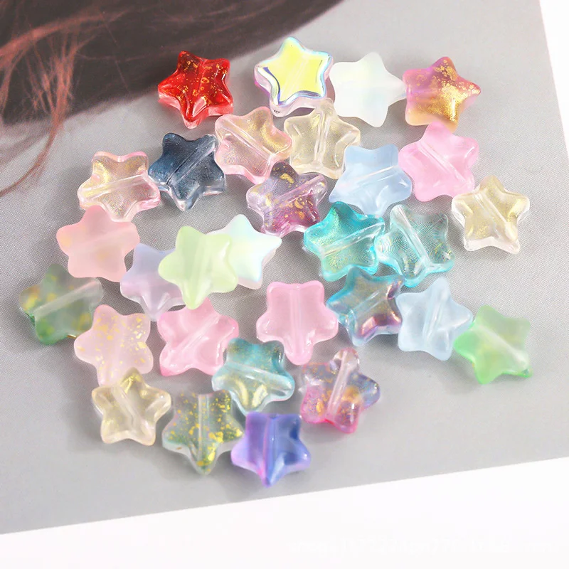 

30pcs 8mm Five-pointed Star Chamilia Beads Pendant Bracelet Handmade DIY Accessories Jewelry Making Glass Material String