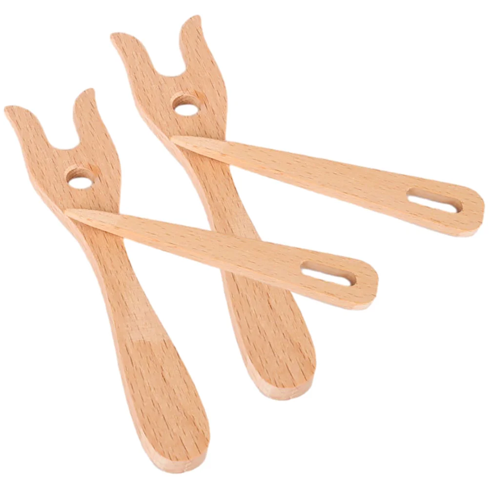 2 Sets Packaged 4pcs Tapestries Multi-use Sewing Tools Woven Wood Weaving Knitting Hook Crochet Beech Craft Forks Hooks