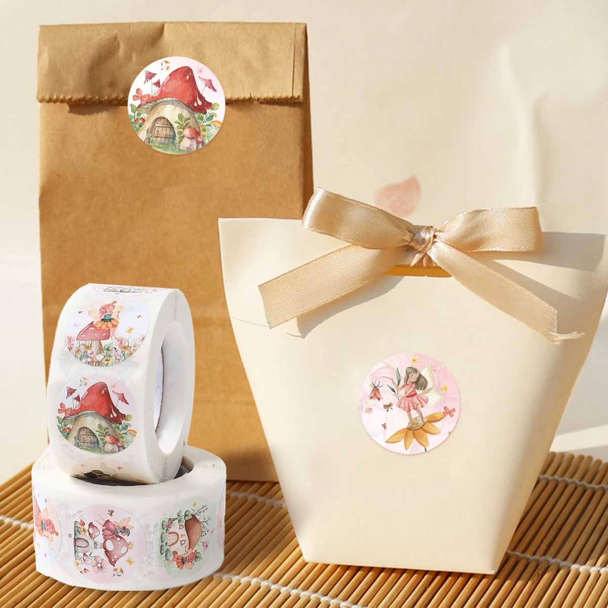 500pcs/set Fairy Elf Sticker 2.5cm/1inch Flower Fairy Decals Cute Stickers Fairy Theme Birthday Party Decoration Round Stickers