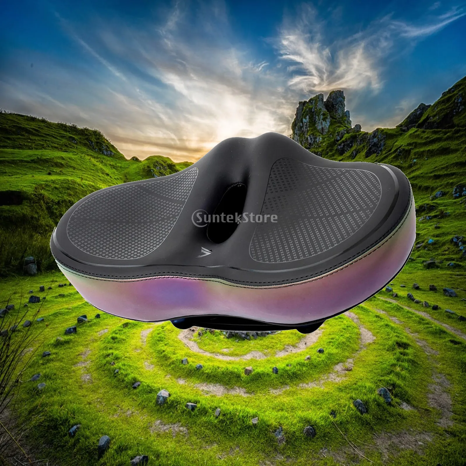 Soft Riding Bike Seat Cushion Thickened Shock Absorbing Waterproof Padded Saddle for Folding Bicycle Fitness Men Women