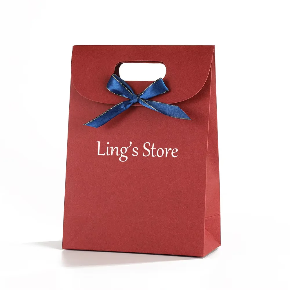 20Pcs Jewelry Bowknot Paper Boutique Gift Packaging Pouch Birthday Perfume Cookie Fruit Cake Personalized Logo Portable Storage