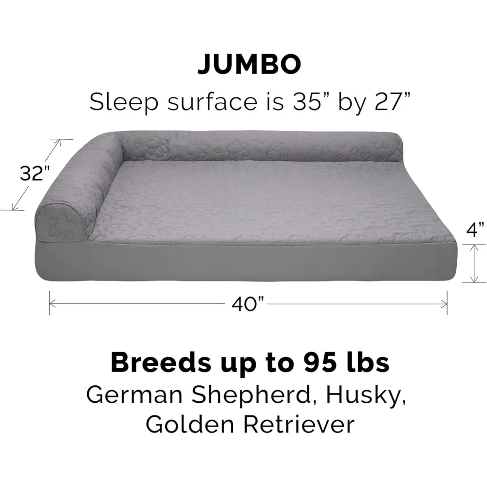 Large Dog Cooling Gel Bed with Removable Bolster and Washable Cover, Suitable for Dogs up to 95 lbs