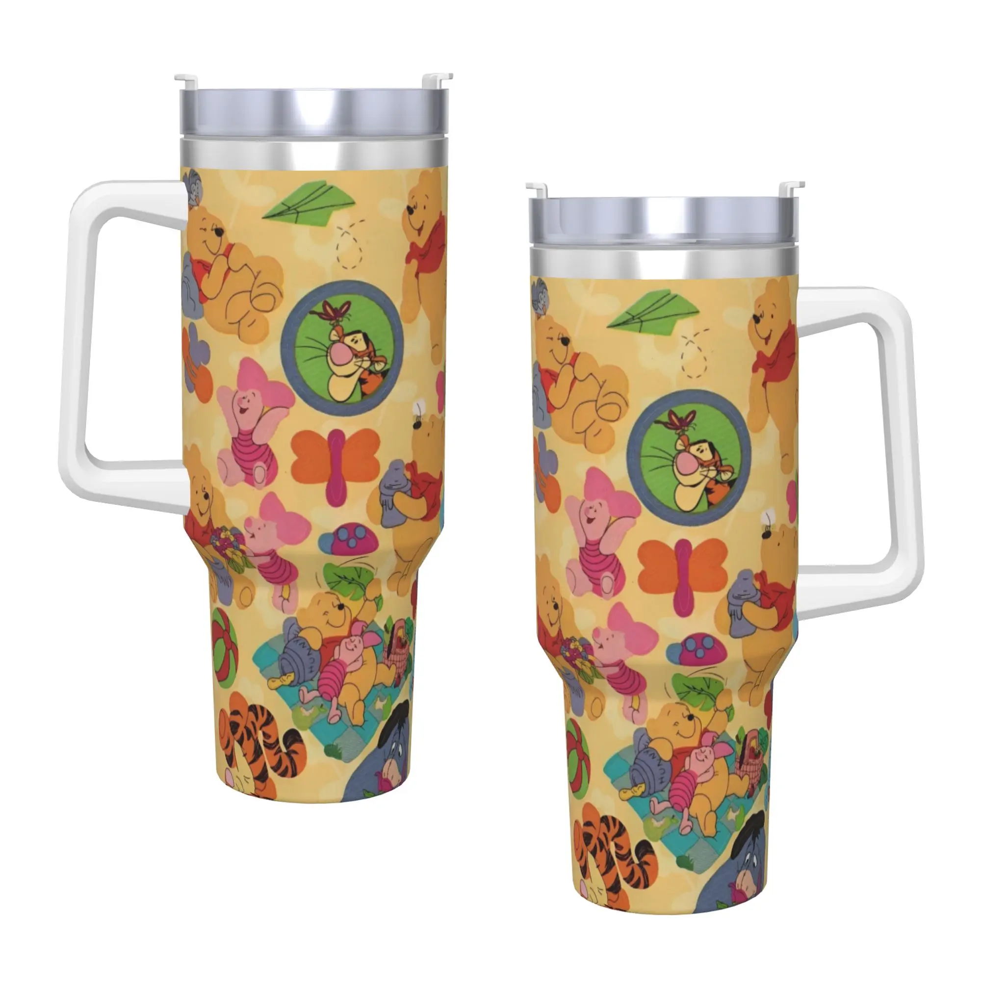 Winnie the Pooh Bear Tiger Pig Stainless Steel Tumbler  Travel Mugs Cup Large Coffee Mug  Cold Drink Milk Tea Water Bottle
