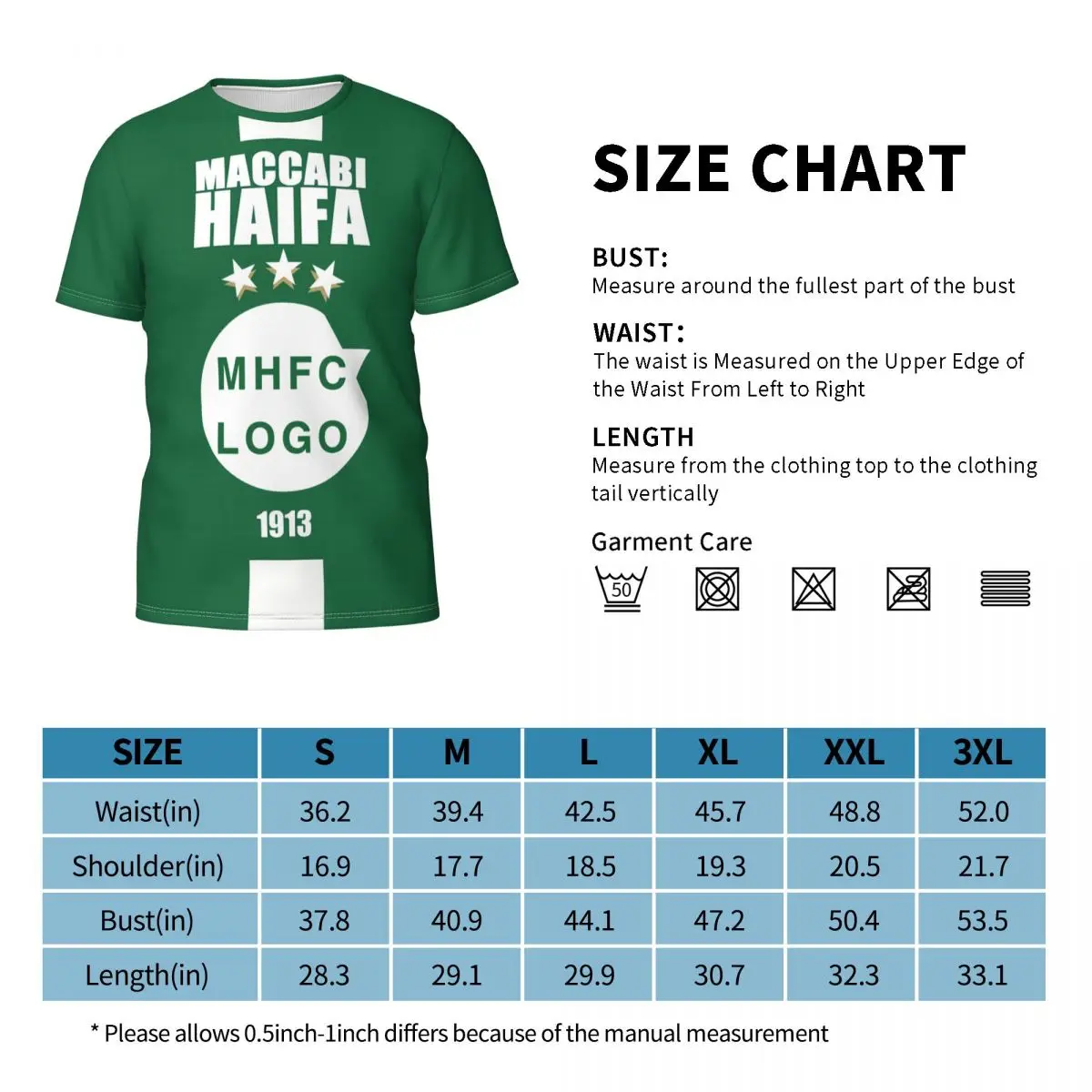 Israel F.C MHFC Champion Print Short-Sleeve Tee Crewneck T-Shirt for Youth Boys Kids