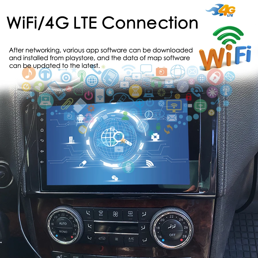 8 ГБ + 128 ГБ AI Voice Беспроводная автомобильная радиосистема CarPlay для Mercedes Benz ML GL W164 ML350 ML500 GL320 X164 ML280 GL350 GL450 GPS