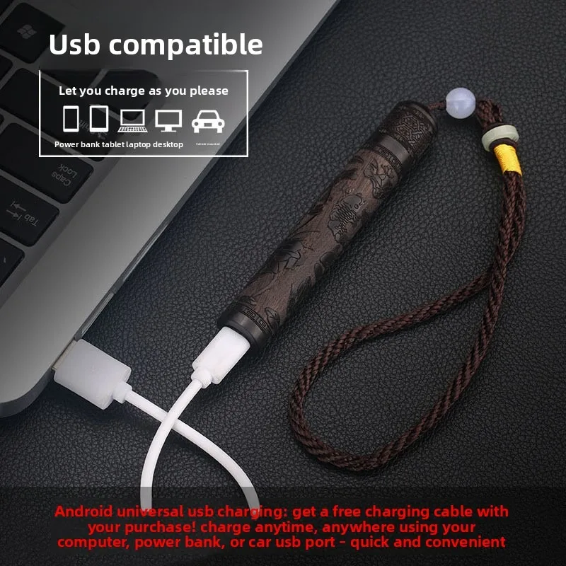 Mini Windproof Flameless Electronic Lighter, Tungsten Steel Mini Portable Charging USB Lighter,Cigarette Lighter,Vintage Pendant view 3