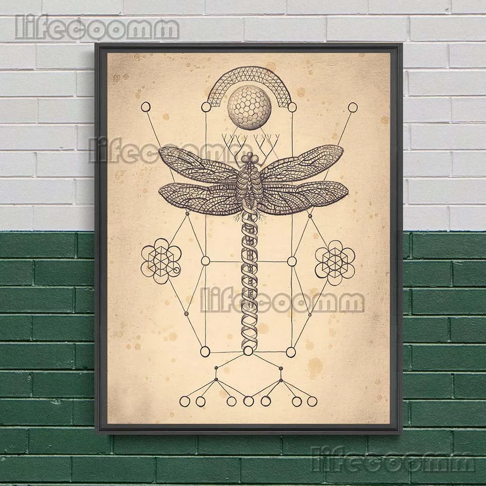 مزيج من واجهة الخط والمجال المغناطيسي والتكنولوجيا والسحر ملصق فني طباعة ديكور جينيسيس غامض جدار الفن الطباعة