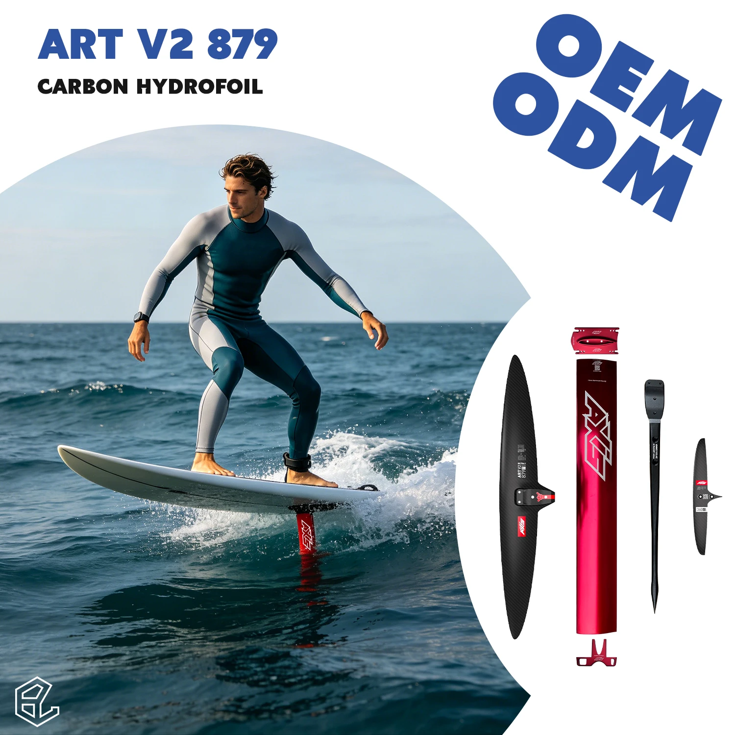 Riding Hydrofoil ART V2 879 Complete Carbon Fast Acceleration Tight Turning Stable Speed Ocean Performance  Efoil