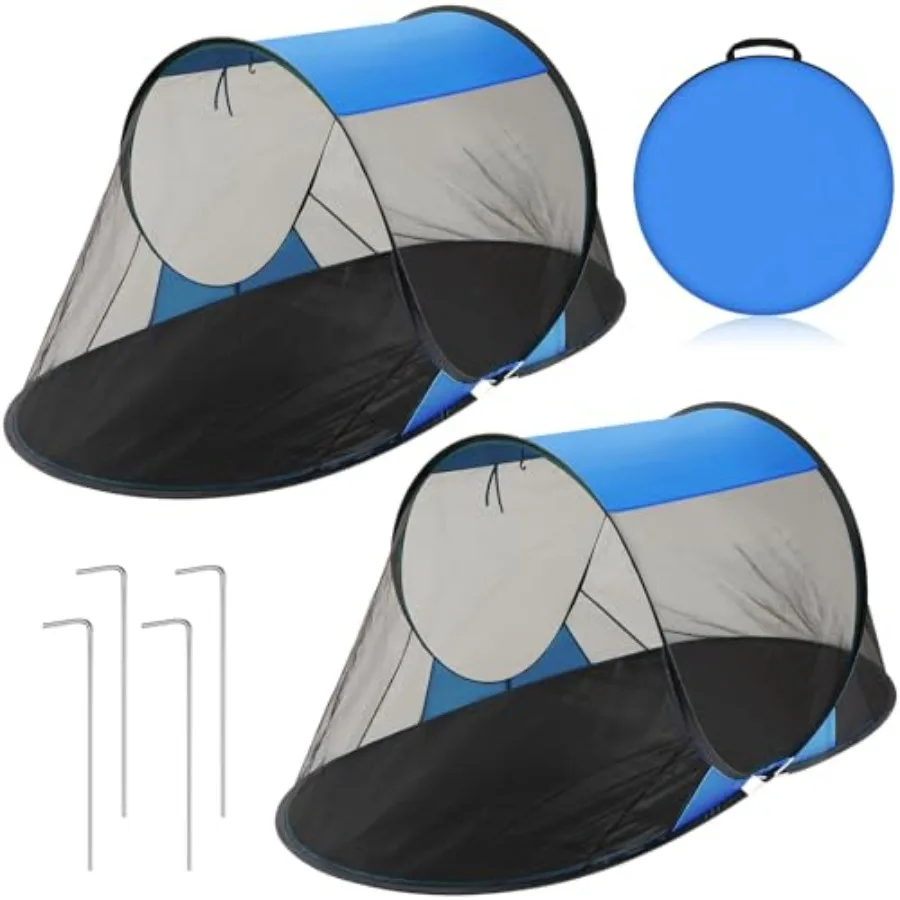 

2 Pcs Pop up Mosquito Tent 1 Person Foldable Camping Tent with Ground Pin Portable Waterproof Bug Net for Bed Cot Outdoor Hikin