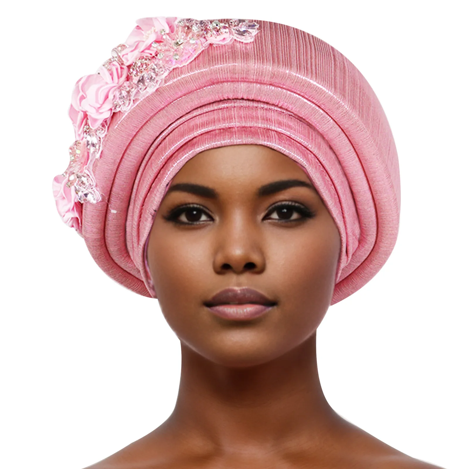 Elegant African Headtie Turban Already Made Women's Auto Gele Female Head Wraps Nigeria Head Ties Wedding Party Headgear