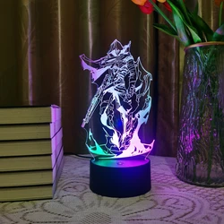 Omen Valorant Game Figure Placa acrílica para sala de casa, lâmpada LED anime 3D, base luminosa, luz noturna, decoração de Natal, presente para criança