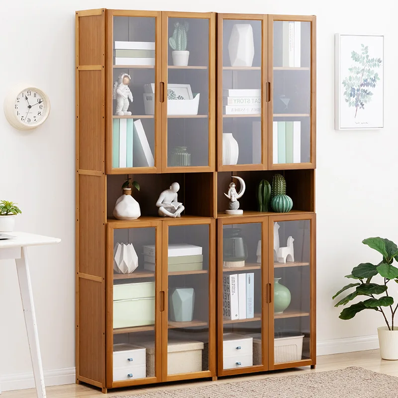 Custom. Floor Bookcase Shelf Integrated Display Cabinet with Cabinet Door Locker Multi-Layer Living Room Cabinet Simple Bookshel