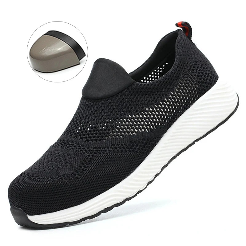 Schoenen met stalen neus voor dames Zomer ademende veiligheidsschoenen Lichtgewicht comfortabele antislip werkschoenen Stalen neus sneaker voor heren