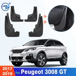 Custom Fit 4PCS Mud Flaps for Peugeot 3008 GT 2017 2018 2019 No Drilling Splash Guards Mudguards Car Fender Accessories
