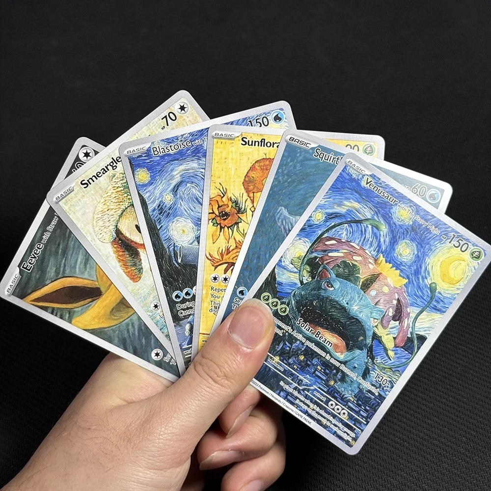 PKM Proxy Game Cards Pikachu Starry Night Van Gogh 085 SVP Charizard  Venusaur Smeargle Mew Snorlax Lugia Mewtwo Blastoise PTCG - AliExpress 26