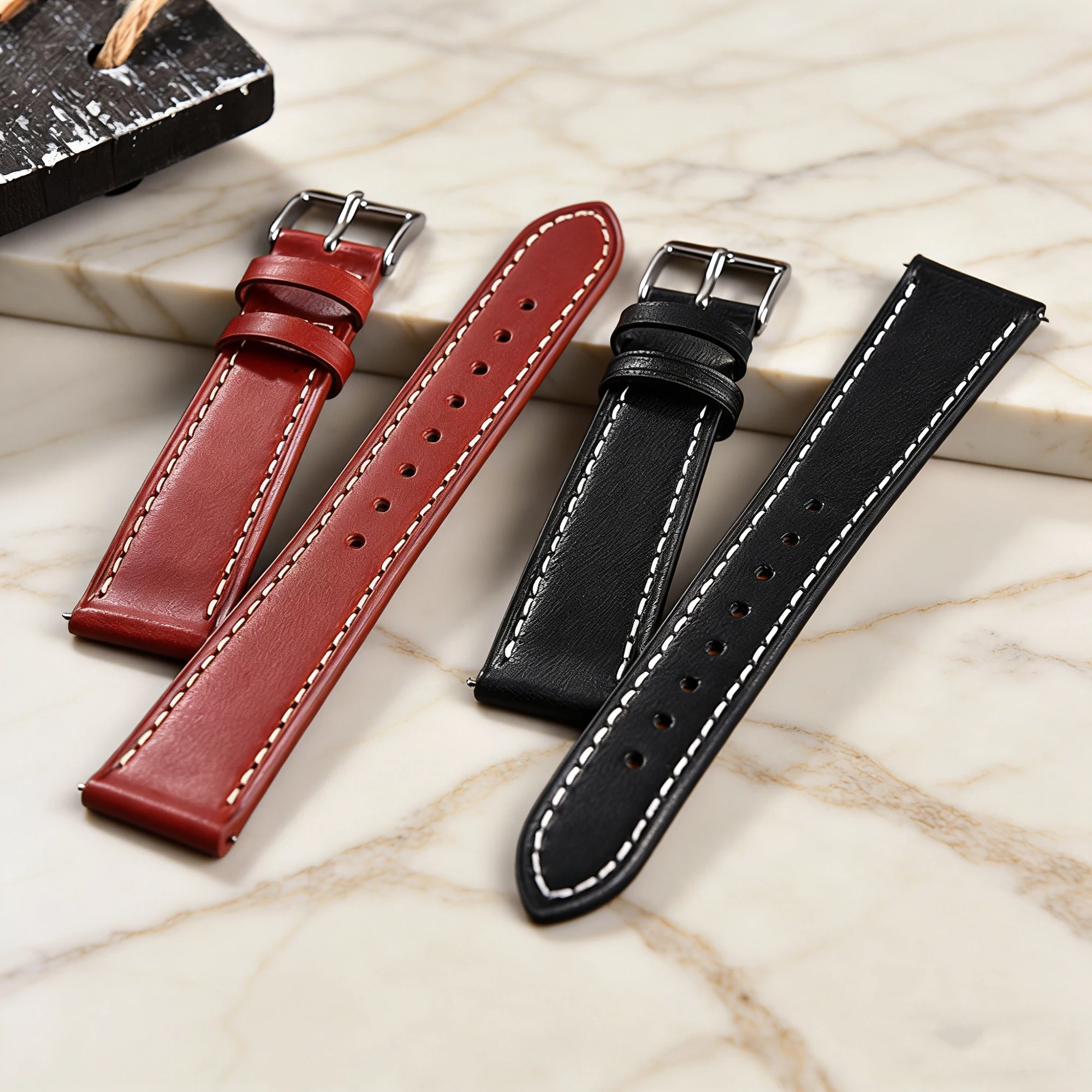 Bracelet en cuir à dégagement rapide, 18mm, 20mm, 22mm, rouge, rétro, pour montre Omega Cartier Seiko Tissot DW, accessoires pour femmes et hommes