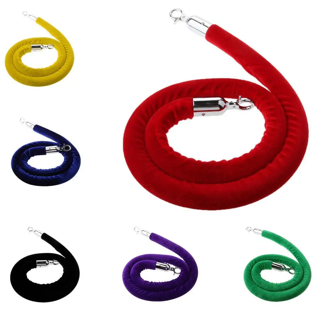 1x 1.5m Velvet Rope Crowd Control Stanchion Post Queue Line Barrier Product Hook Color Random