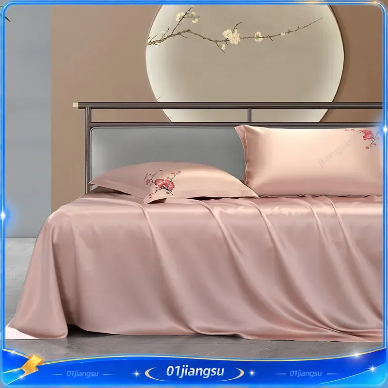 25mm Thickened Mulberry Silk Bedding Set 4 Piece Luxury Satin Pillowcase Sheets Chinese Wedding Duvet Cover Home Textile