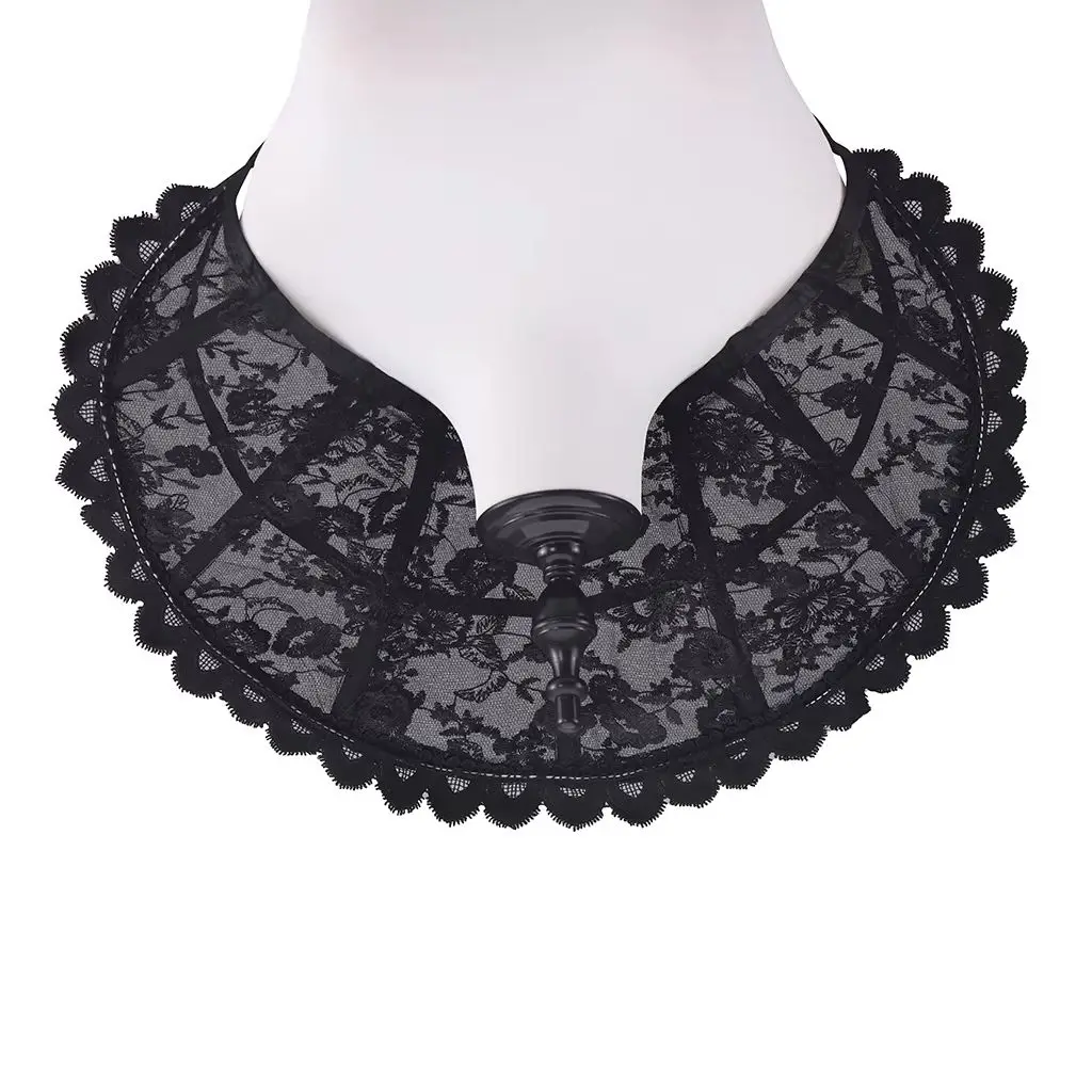 

Tudor Queen Elizabeth Stand Collar Lace Cloak Women's Gothic Black Cape Halloween Vampire Witch Dress Up Accessories