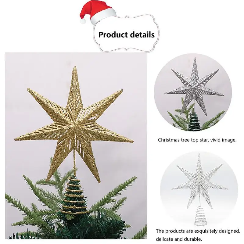 Christmas Star Tree Topper Glitter Star Christmas Tree Toppers 3D Hollow Sparkling Star Treetop For Christmas Tree Ornaments