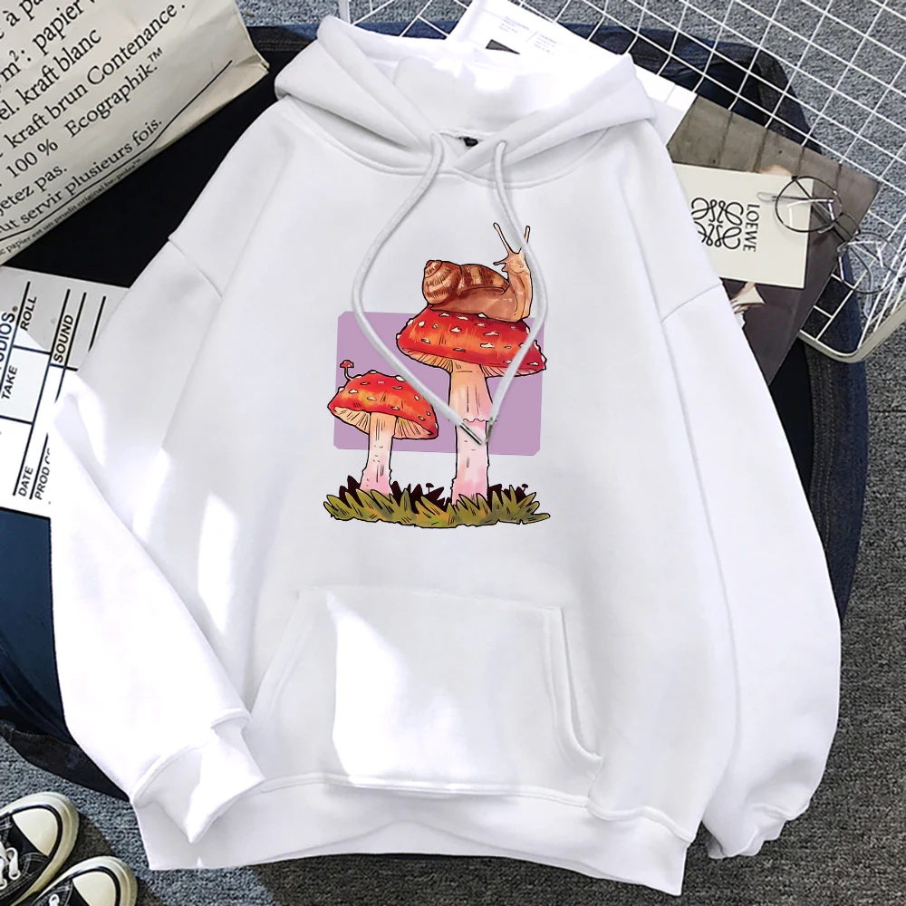 

Cottagecore Style Snail Mushrooms Print Hoodies Mens Fashion Sweatshirt Crewneck Hip Hop Street Clothes Vintage Loose Hoody Mens