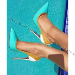 Splicing Ondiepe Stiletto Pumps Puntige Neus Hoge Hakken Slip On Pumps Voor Vrouwen Eenvoudige Stijl Jurk Schoenen 2023 Zapatos Para Mujere