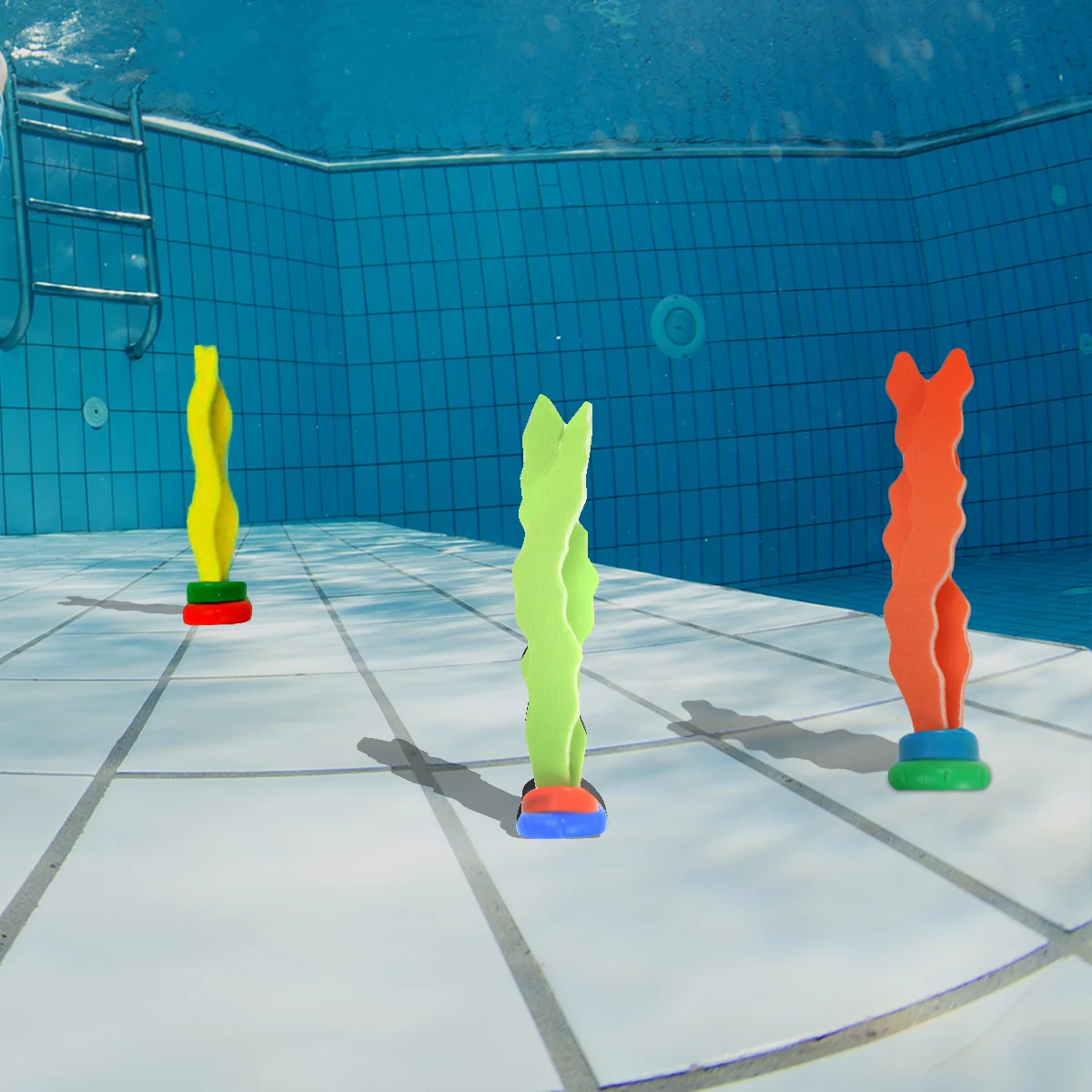 3Pcs Seaweed Diving Summer Pool Games Children Underwater Swim Training Sea Shape Game Props Parent-Child Gifts Orange Yellow