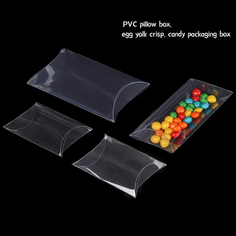 10Pcs Transparent PVC Pillow Shaped Candy Box Gift Packaging Boxes For Wedding Birthday Party Cookies Box Favors Decoration