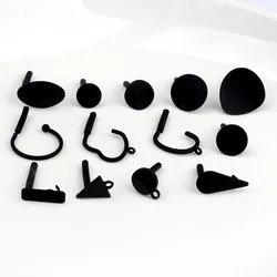 Black Rubber Paint Geometric Earrings Base Connectors Linker 10pcs/lot For Diy Jewlery Making Supplies Bulk Items