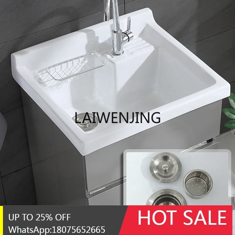 stainless steel ceramic laundry pool with washboard washstand balcony cabinet