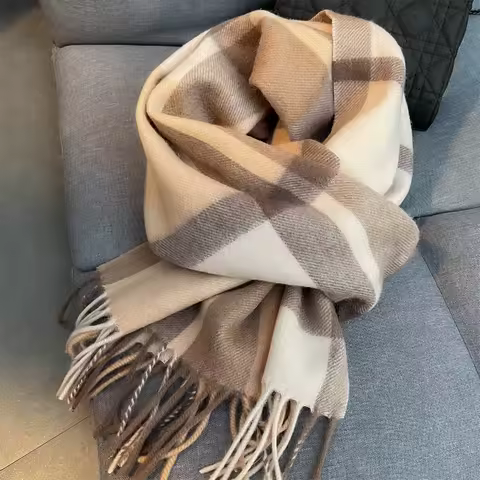 1pc Men's &amp; Women's Winter Warm Square Grid Scarf Shawl with Wool, Elegant Teal, Non-Elastic for Neck and Face, Outdoor Gifts