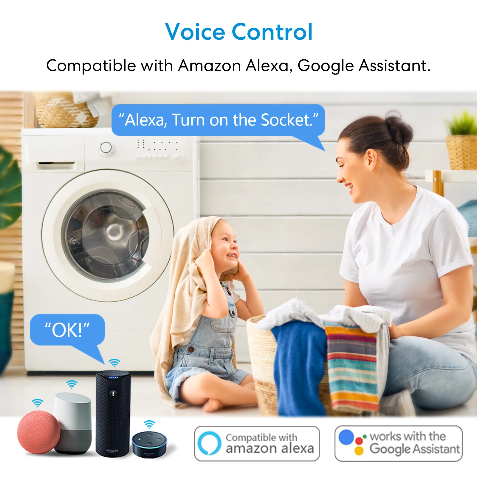 Enchufe WIFI con Control remoto para el hogar, enchufe con temporizador, ajuste por voz, funciona a través de Google Home, Alexa, Echo, Tuya, Smart