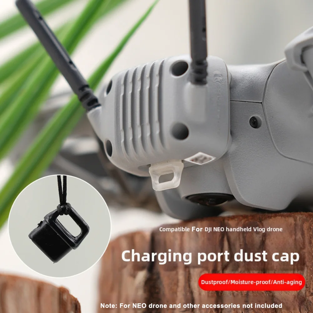 3pcs Drones Charging Port Cap For DJI NEO2 Handheld Vlog Drones Charging Port Silicone   Dustproof Cover With Anti-loss Strap